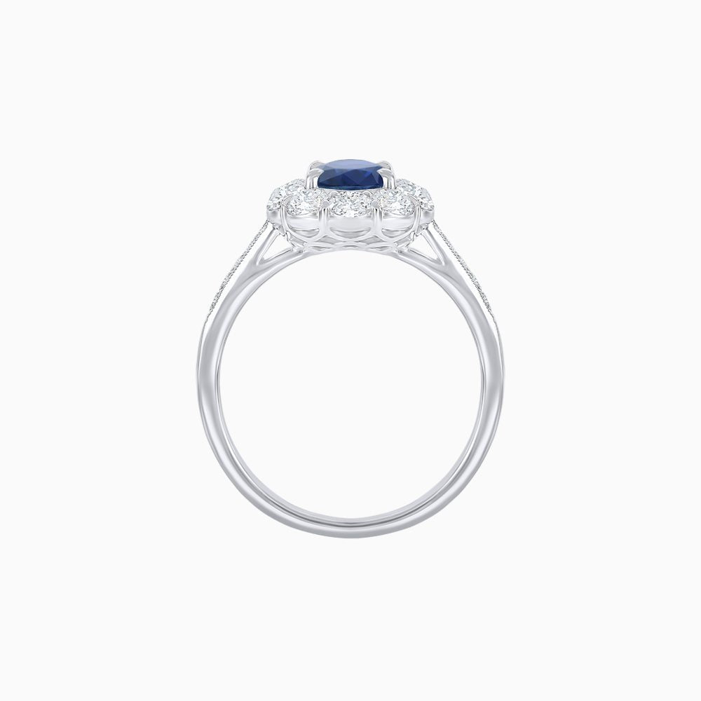 Oval Cut Center Stone Ring Mounting with Diamond Halo - Shahin Jewelry