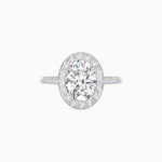 Load image into Gallery viewer, Oval Cut Ring with Baguette Diamond Halo and Diamond-Accented Shank - Shahin Jewelry