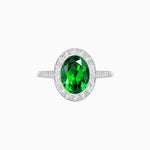Load image into Gallery viewer, Oval Cut Ring with Baguette Diamond Halo and Diamond-Accented Shank - Shahin Jewelry