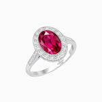 Load image into Gallery viewer, Oval Cut Ring with Baguette Diamond Halo and Diamond-Accented Shank - Shahin Jewelry