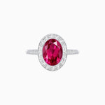 Load image into Gallery viewer, Oval Cut Ring with Baguette Diamond Halo and Diamond-Accented Shank - Shahin Jewelry