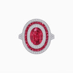 Load image into Gallery viewer, Oval Gemstone Triple Halo Ring - Shahin Jewelry
