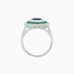 Load image into Gallery viewer, Oval Gemstone Triple Halo Ring - Shahin Jewelry
