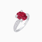 Oval Pink Tourmarine with Diamonds ring Classic Collection - Shahin Jewelry