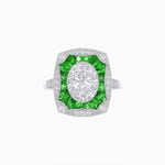 Load image into Gallery viewer, Oval Shape Art Deco Inspired Ring with Diamond - Shahin Jewelry
