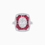 Load image into Gallery viewer, Oval Shape Art Deco Inspired Ring with Diamond - Shahin Jewelry
