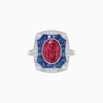 Load image into Gallery viewer, Oval Shape Art Deco Inspired Ring with Gemstone - Shahin Jewelry
