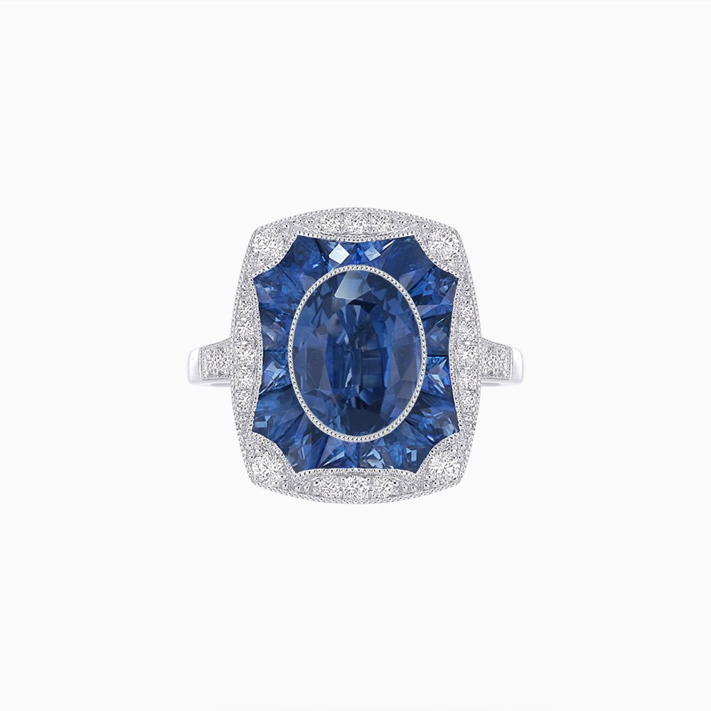 Oval Shape Art Deco Inspired Ring with Gemstone - Shahin Jewelry