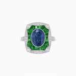 Load image into Gallery viewer, Oval Shape Art Deco Inspired Ring with Gemstone - Shahin Jewelry
