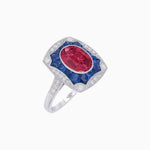 Load image into Gallery viewer, Oval Shape Art Deco Inspired Ring with Gemstone - Shahin Jewelry
