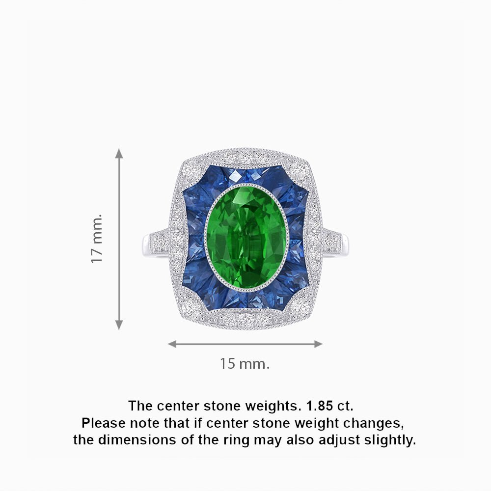 Oval Shape Art Deco Inspired Ring with Gemstone - Shahin Jewelry