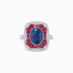 Load image into Gallery viewer, Oval Shape Art Deco Inspired Ring with Gemstone - Shahin Jewelry
