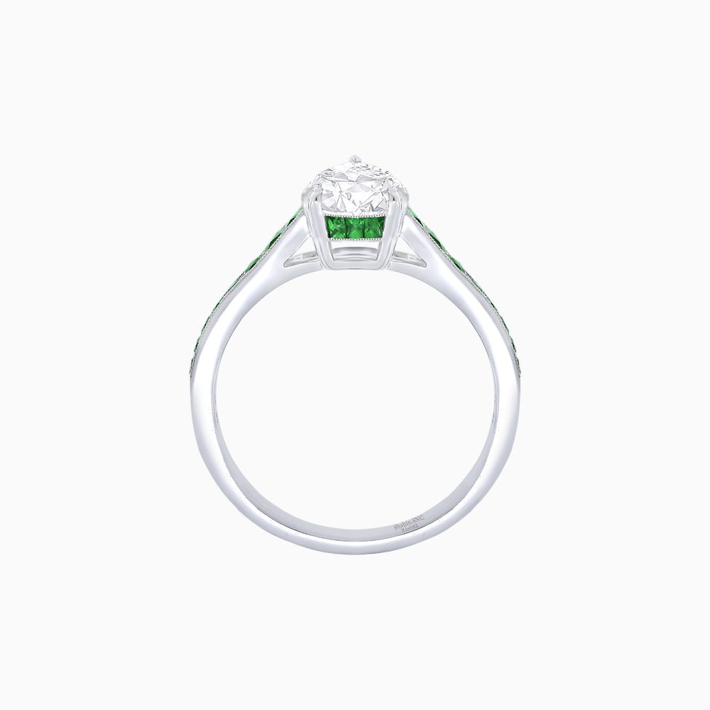 Pear - Shape Center Stone Mounting Ring with Channel - Set Accents - Shahin Jewelry
