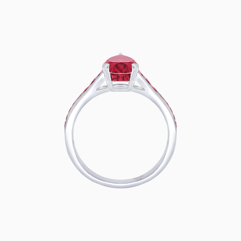 Pear - Shape Center Stone Mounting Ring with Channel - Set Accents - Shahin Jewelry