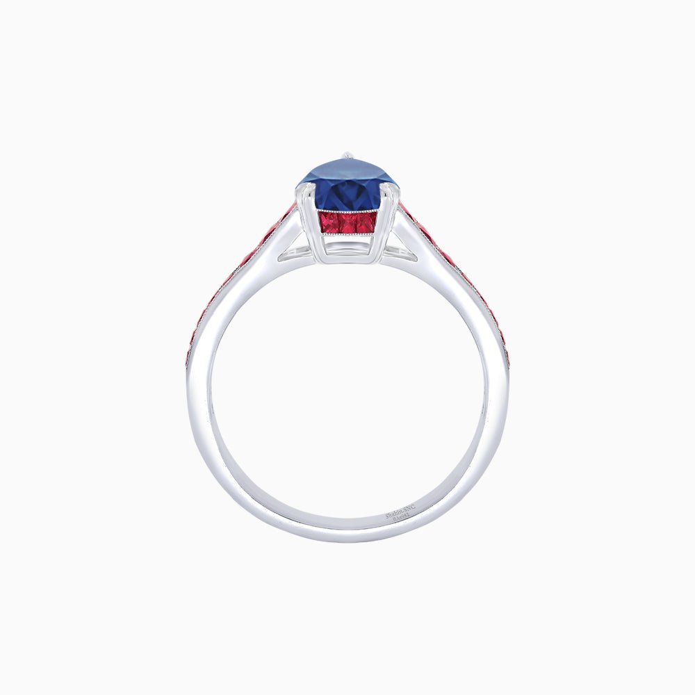 Pear - Shape Center Stone Mounting Ring with Channel - Set Accents - Shahin Jewelry