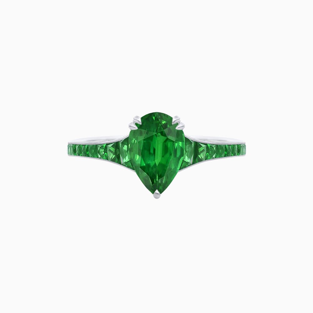 Pear - Shape Center Stone Mounting Ring with Channel - Set Accents - Shahin Jewelry
