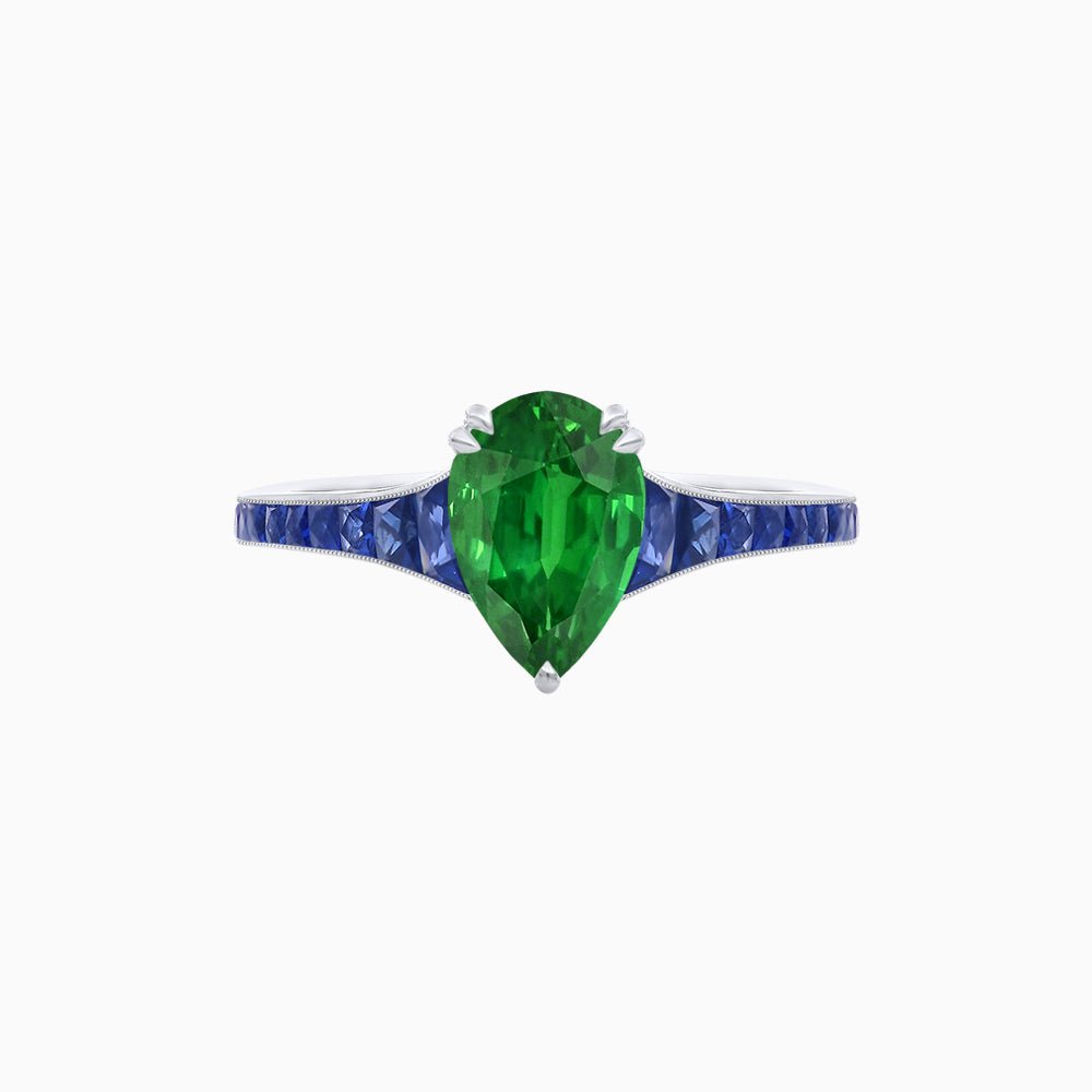 Pear - Shape Center Stone Mounting Ring with Channel - Set Accents - Shahin Jewelry