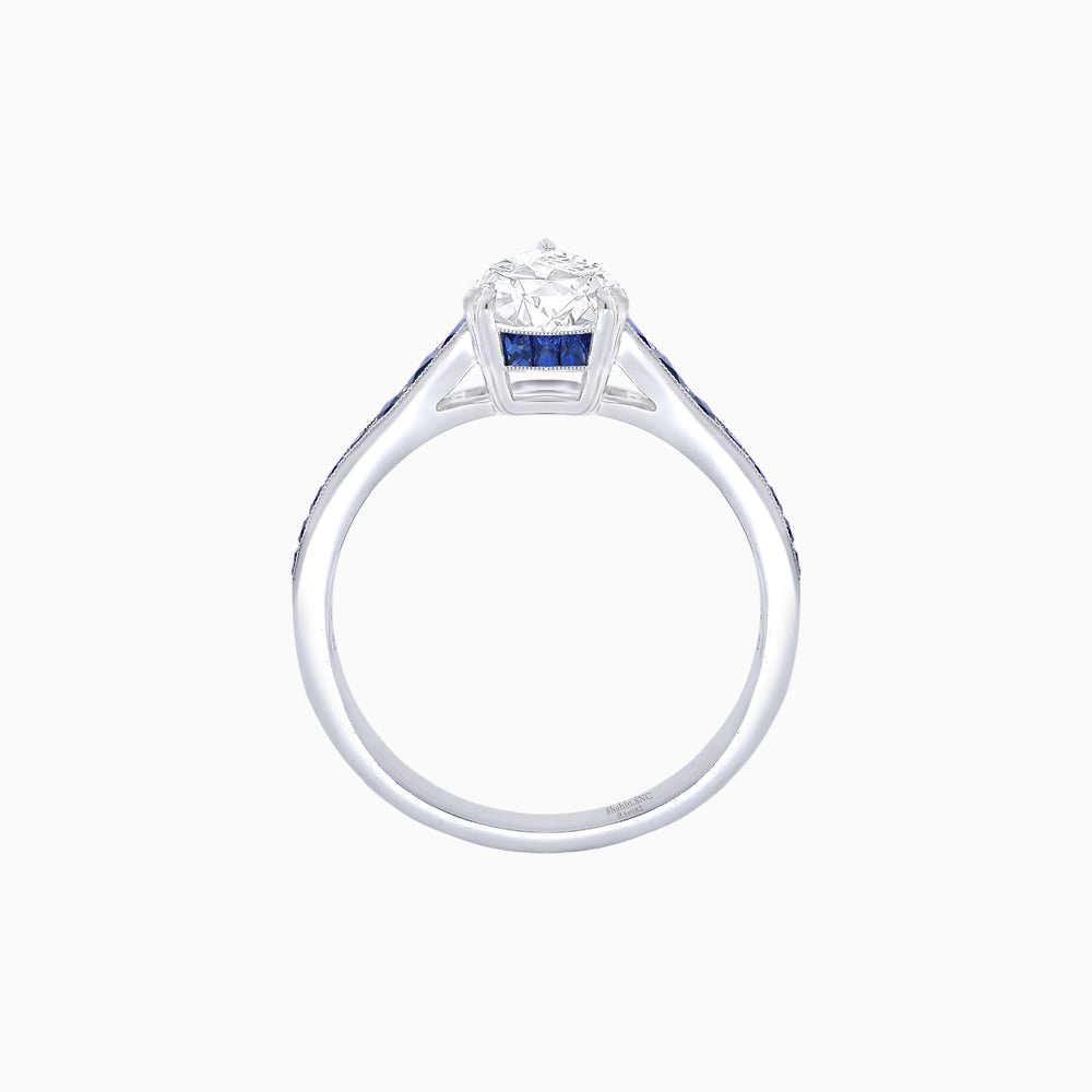 Pear - Shape Center Stone Mounting Ring with Channel - Set Accents - Shahin Jewelry