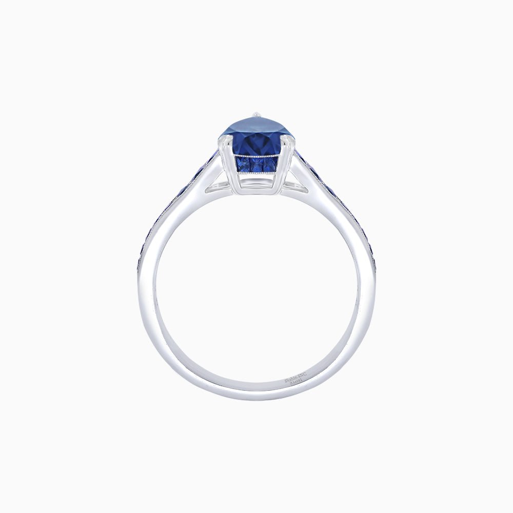 Pear - Shape Center Stone Mounting Ring with Channel - Set Accents - Shahin Jewelry