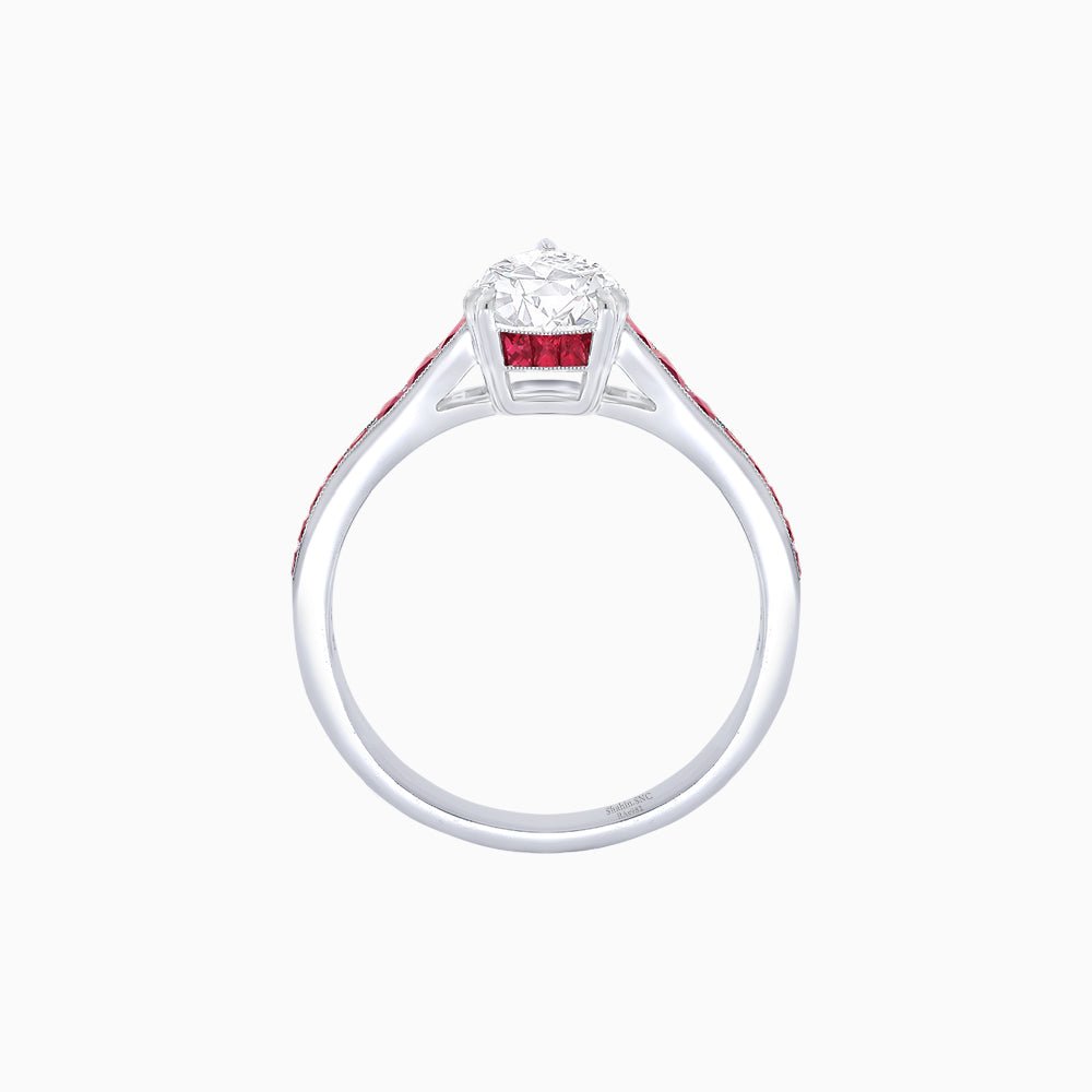 Pear - Shape Center Stone Mounting Ring with Channel - Set Accents - Shahin Jewelry