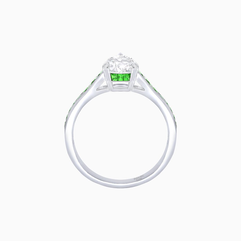 Pear - Shape Center Stone Mounting Ring with Channel - Set Accents - Shahin Jewelry