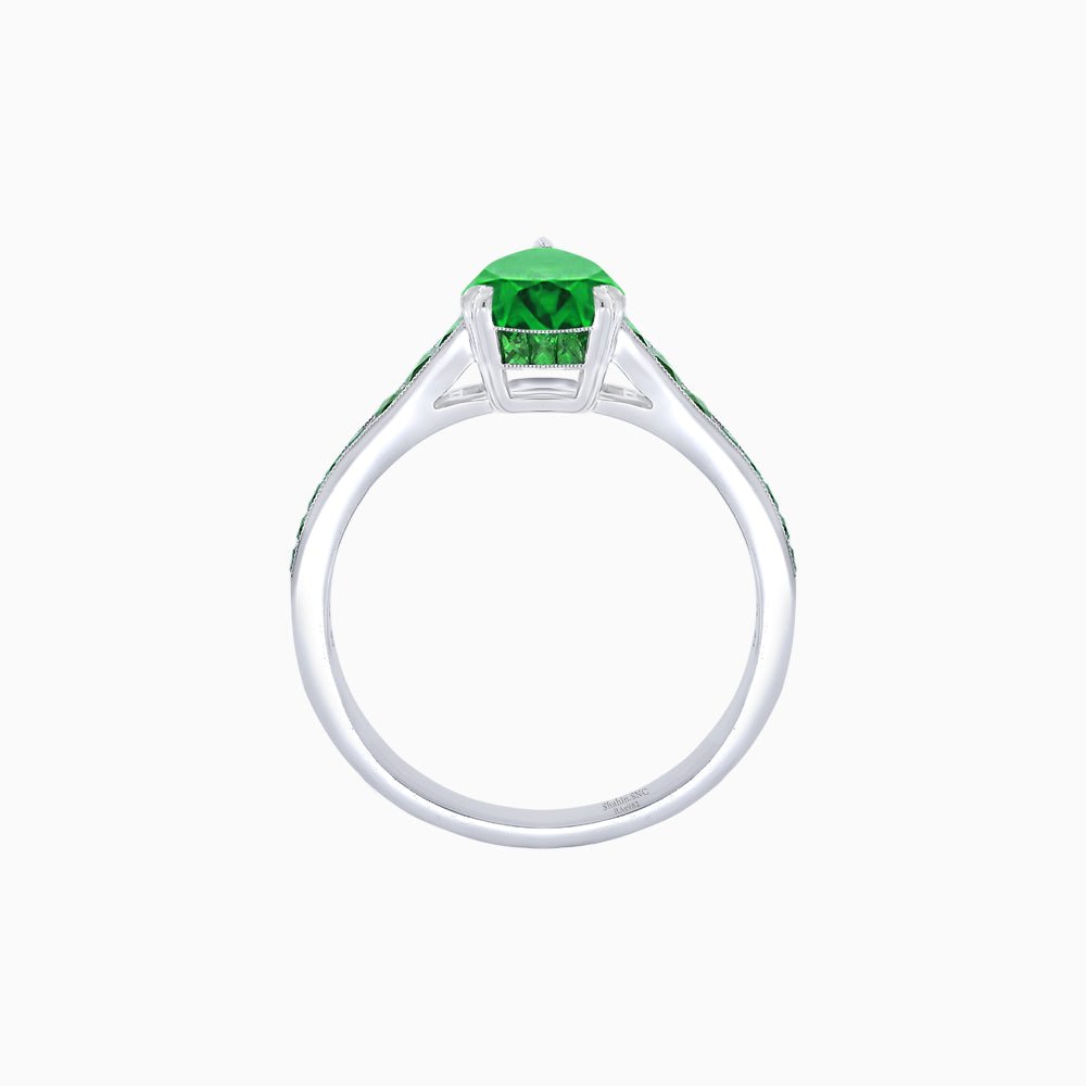 Pear - Shape Center Stone Mounting Ring with Channel - Set Accents - Shahin Jewelry