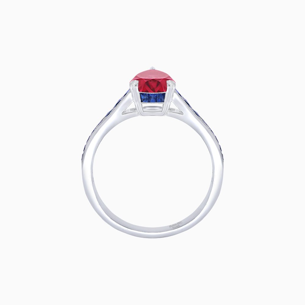 Pear - Shape Center Stone Mounting Ring with Channel - Set Accents - Shahin Jewelry