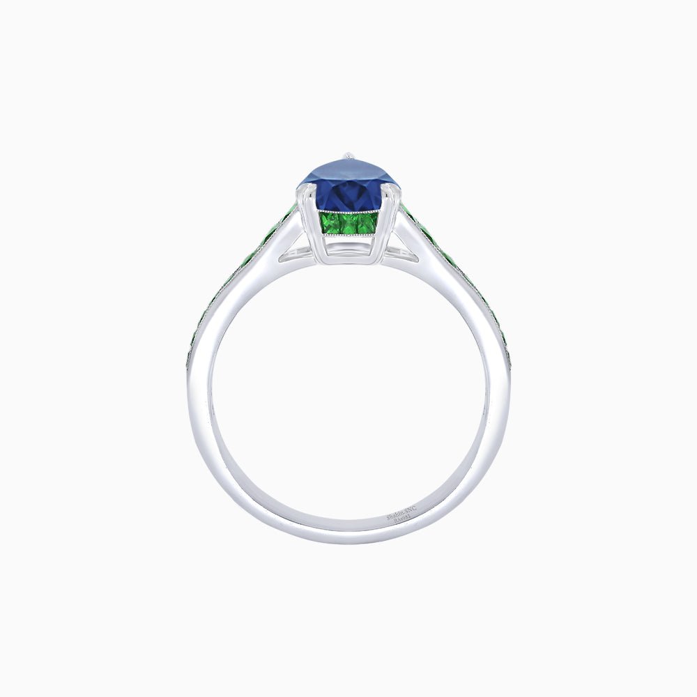 Pear - Shape Center Stone Mounting Ring with Channel - Set Accents - Shahin Jewelry