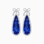 Load image into Gallery viewer, Pear Shape Drop Earrings with Diamond Halo and Bow Motif - Shahin Jewelry