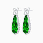 Load image into Gallery viewer, Pear Shape Drop Earrings with Diamond Halo and Bow Motif - Shahin Jewelry