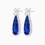 Load image into Gallery viewer, Pear Shape Drop Earrings with Diamond Halo and Bow Motif - Shahin Jewelry