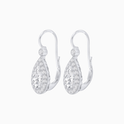 Pear Shape Halo Drop Earrings with Diamond | Mounting - Shahin Jewelry