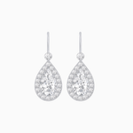 Load image into Gallery viewer, Pear Shape Halo Drop Earrings with Diamond | Mounting - Shahin Jewelry