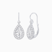 Pear Shape Halo Drop Earrings with Diamond | Mounting - Shahin Jewelry