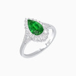 Load image into Gallery viewer, Pear - Shaped Halo Engagement Ring Mounting with Baguette &amp; Round Diamonds - Shahin Jewelry
