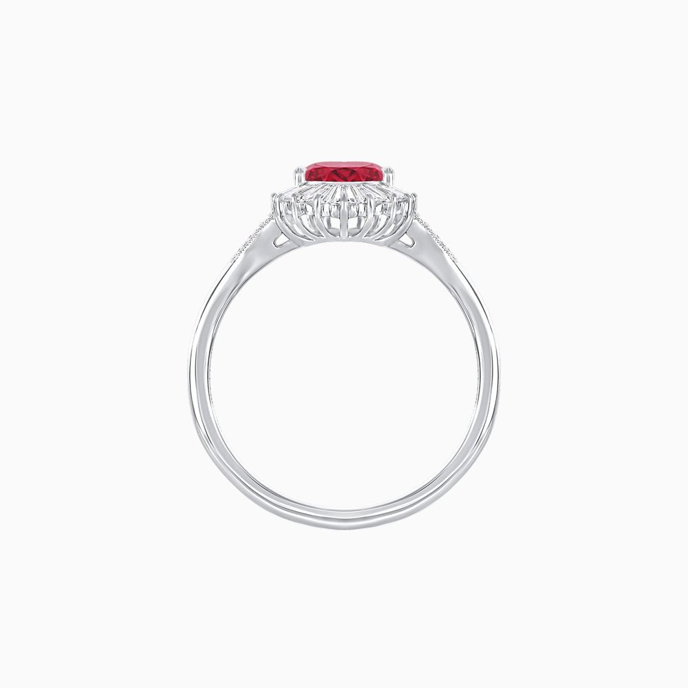 Pear - Shaped Halo Engagement Ring Mounting with Baguette & Round Diamonds - Shahin Jewelry