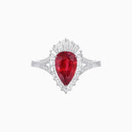 Load image into Gallery viewer, Pear - Shaped Halo Engagement Ring Mounting with Baguette &amp; Round Diamonds - Shahin Jewelry
