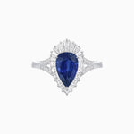 Load image into Gallery viewer, Pear - Shaped Halo Engagement Ring Mounting with Baguette &amp; Round Diamonds - Shahin Jewelry
