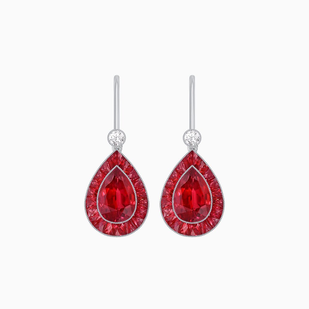 Pear-Shaped Halo Gemstone and Diamond Mounting Earrings - Shahin Jewelry