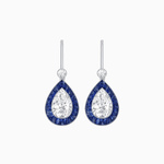 Load image into Gallery viewer, Pear - Shaped Halo Gemstone and Diamond Mounting Earrings - Shahin Jewelry
