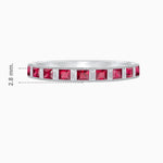 Load image into Gallery viewer, Princess Cut Channel Set Ruby and Baguette Diamond Ring Band - Shahin Jewelry
