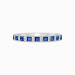 Load image into Gallery viewer, Princess Cut Channel Set Sapphire and Baguette Diamond Ring Band - Shahin Jewelry
