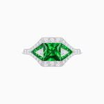 Load image into Gallery viewer, Princess - Cut Engagement Ring Mounting with Diamond Accents and Geometric Design - Shahin Jewelry