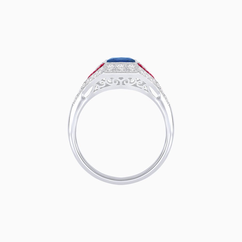 Princess - Cut Engagement Ring Mounting with Diamond Accents and Geometric Design - Shahin Jewelry