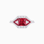 Load image into Gallery viewer, Princess - Cut Engagement Ring Mounting with Diamond Accents and Geometric Design - Shahin Jewelry