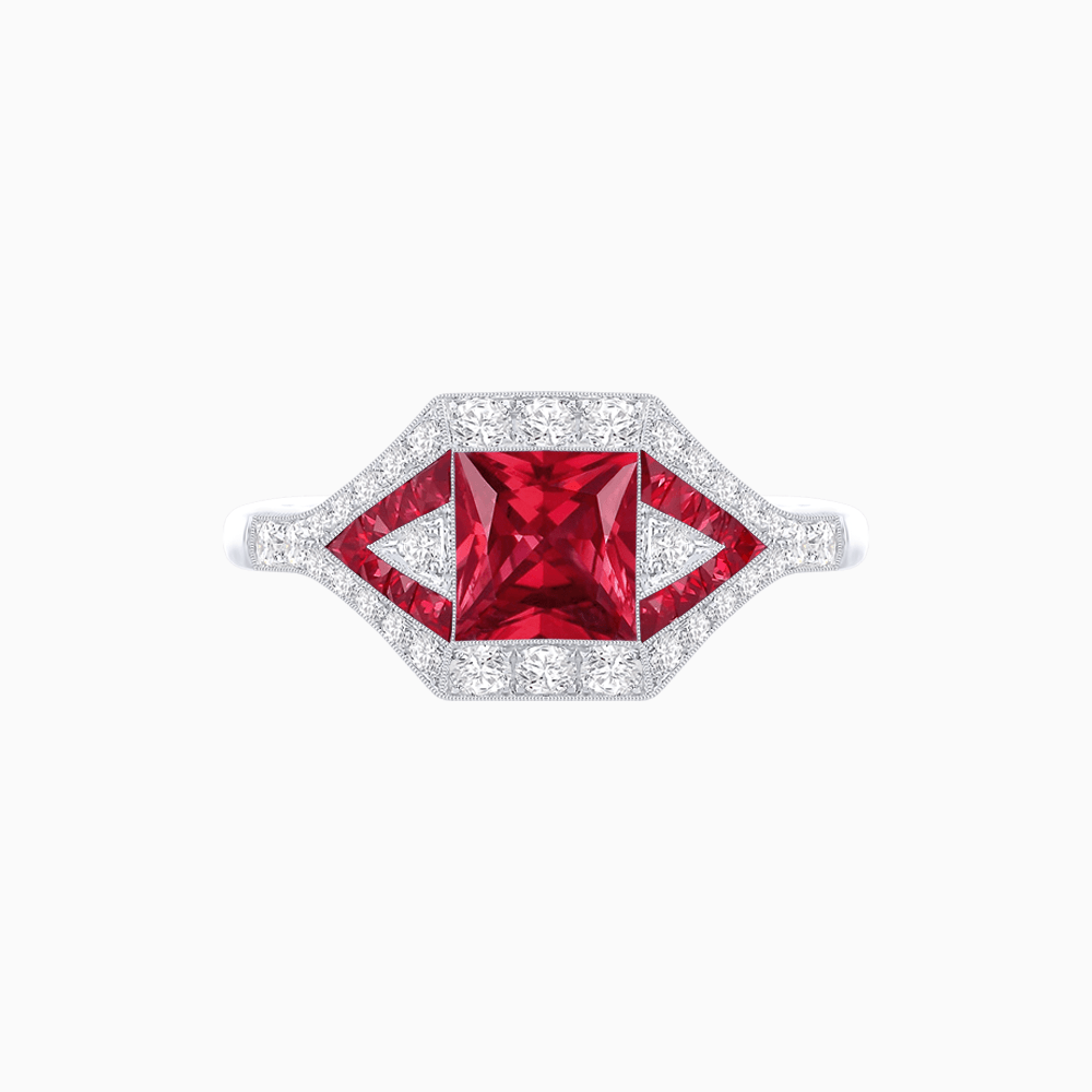 Princess - Cut Engagement Ring Mounting with Diamond Accents and Geometric Design - Shahin Jewelry