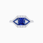 Load image into Gallery viewer, Princess - Cut Engagement Ring Mounting with Diamond Accents and Geometric Design - Shahin Jewelry