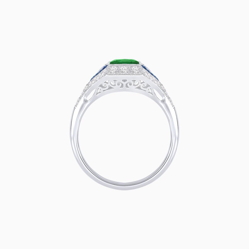 Princess - Cut Engagement Ring Mounting with Diamond Accents and Geometric Design - Shahin Jewelry
