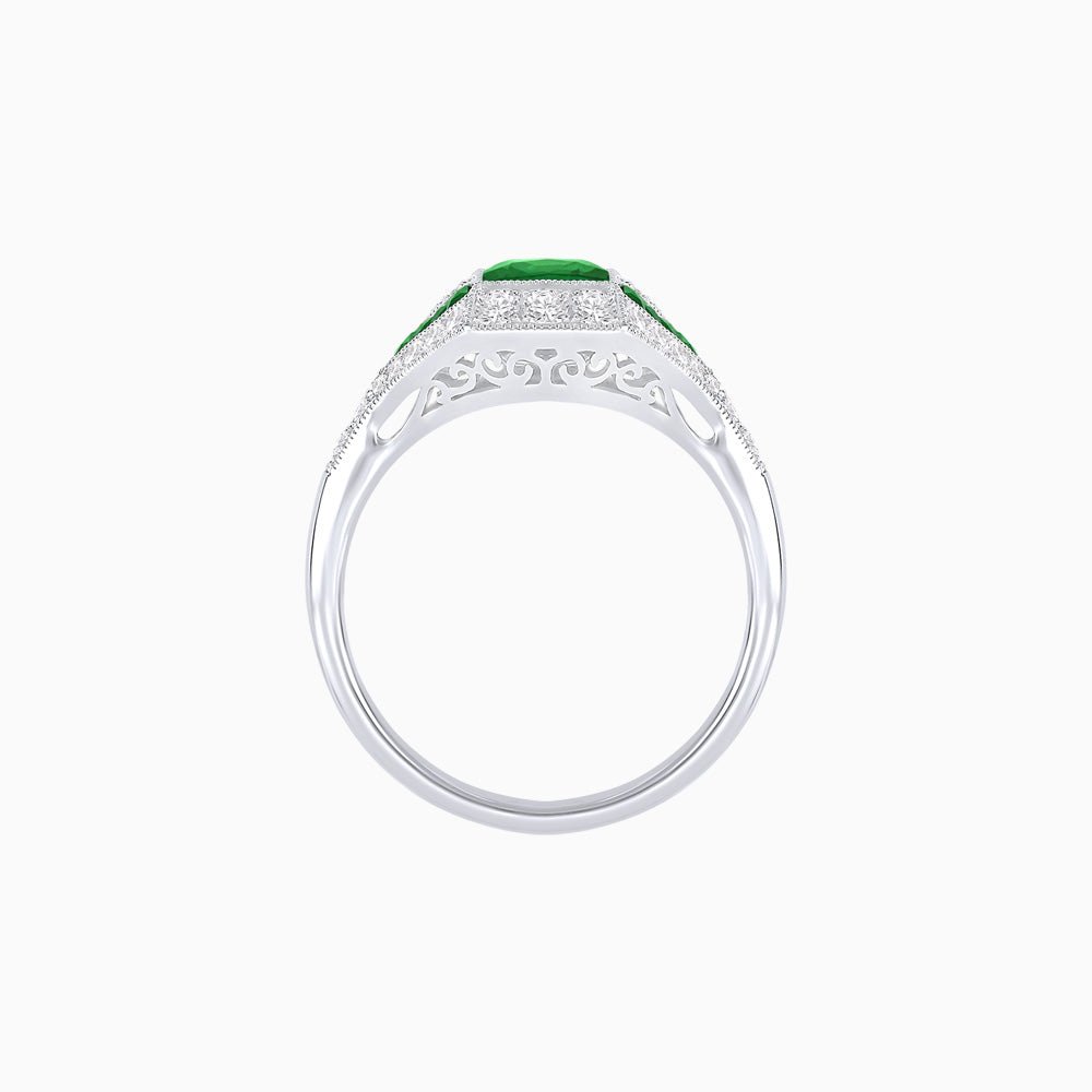 Princess - Cut Engagement Ring Mounting with Diamond Accents and Geometric Design - Shahin Jewelry