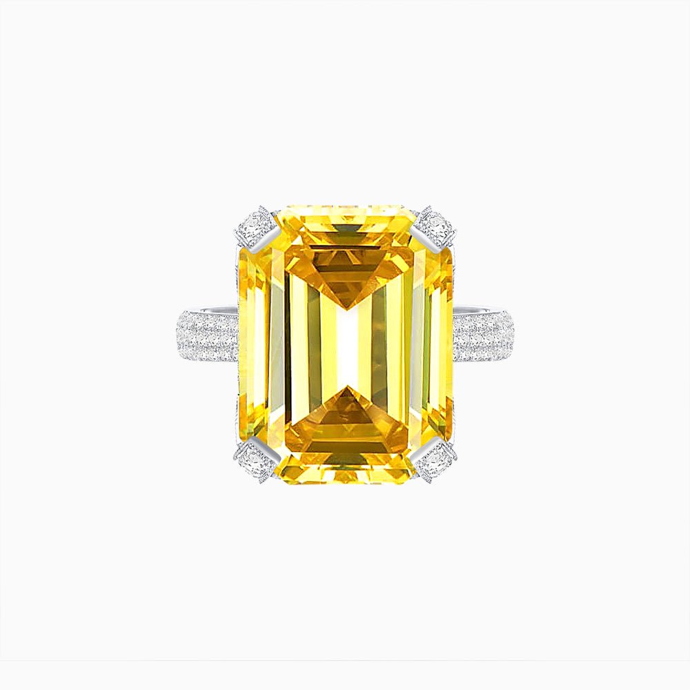 Radiant Emerald - Cut Gemstone Statement Ring - Shahin Jewelry